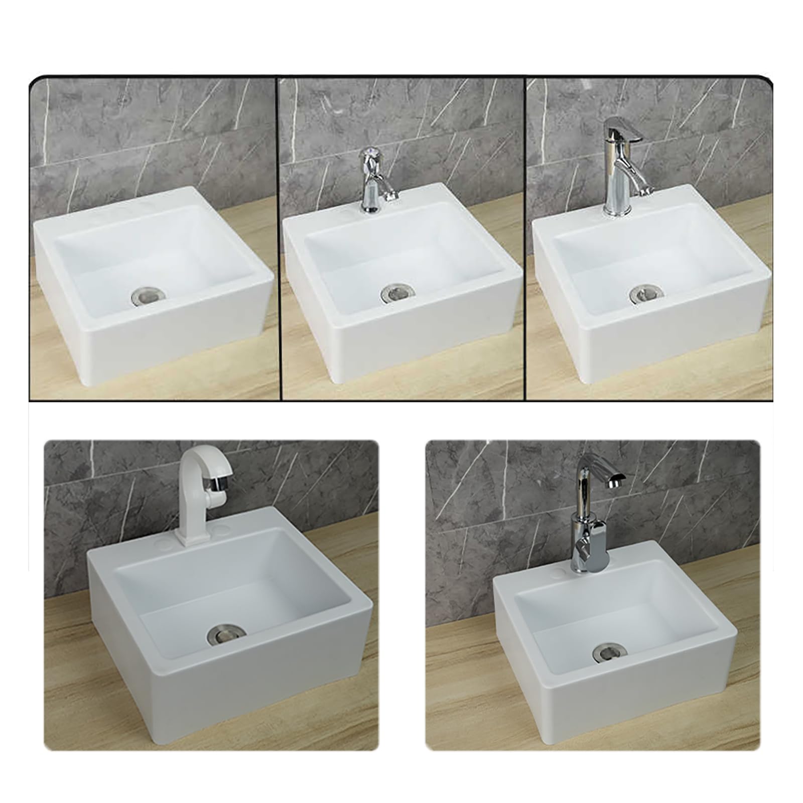 Bianco Lavello Quadrata, 33.5x29x13cm/13x11.4x5inch Lavatoio Lavapanni Monoblocco in Resina PP, Lavello Angolare da Bagno per Lavanderia Garage Bagno Guardaroba WC 75cm Conduttura Fognaria