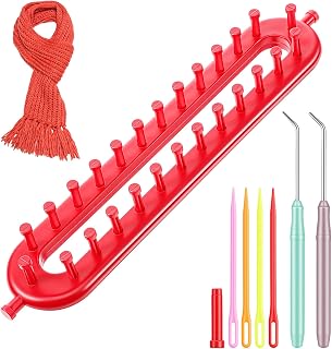 Red 26cm Knitting Loom Set with Crochet Hook & Needle for Scarf, Sweater