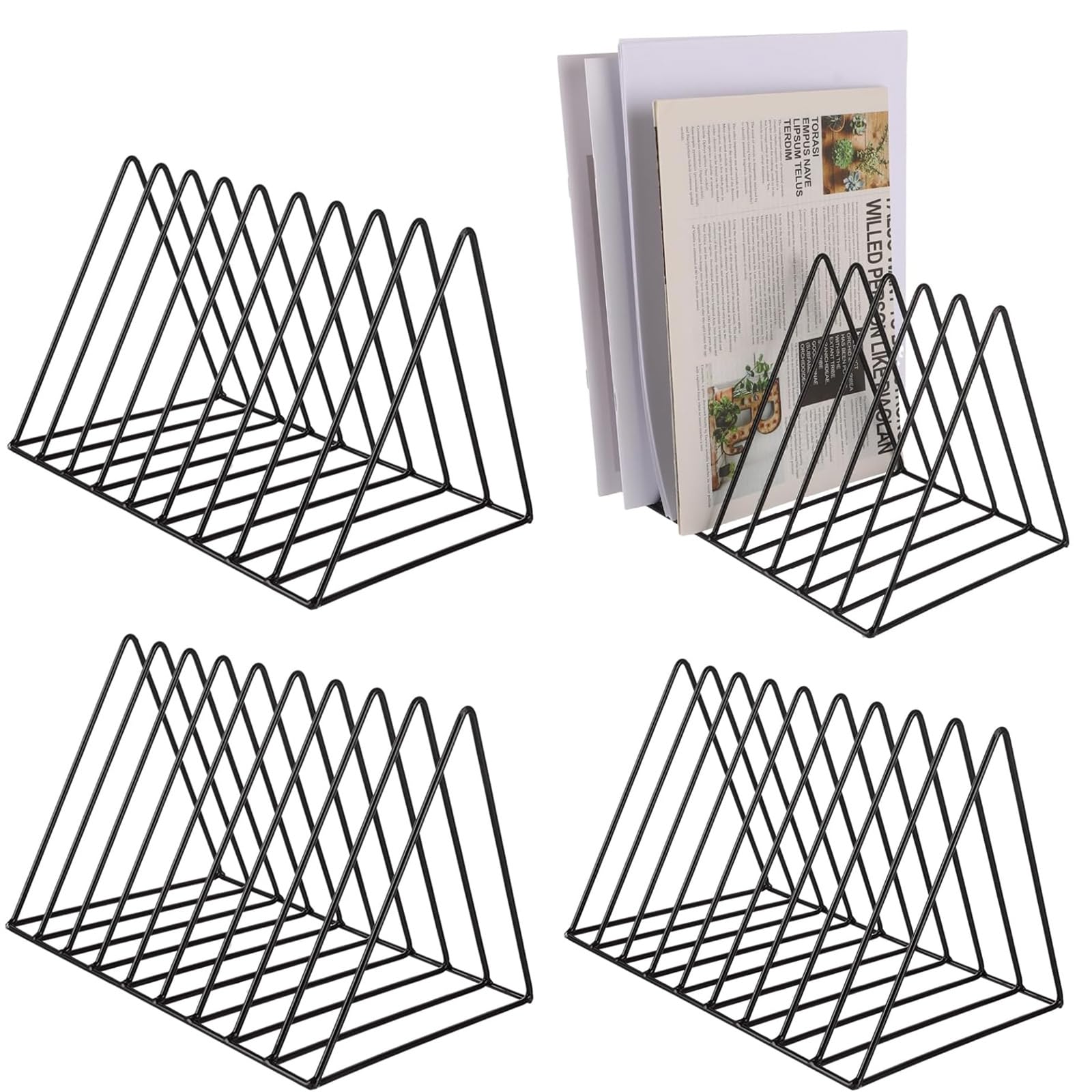 4 supporti per riviste metallo nero 9 scomparti triangolari libreria ufficio