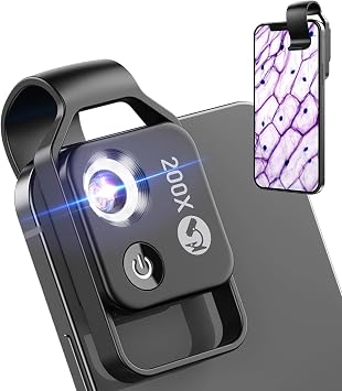 Microscope, Smartphone Mounted Microscope, 200 Times Magnification, Easy Operation, No App Required, Mini Microscope, Simple Microscope, For Elementary Students, Kids, Handy for Beginners, Microscope, Free Research, Digital Microscope, Fun Birthday Gift for Adult Elementary Students, Japanese Instruction Manual Included