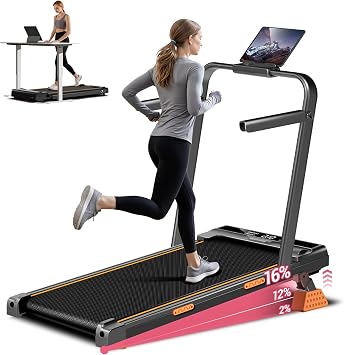 4-in-1 Walking Pad Treadmill with 16% Incline,Quiet Under Desk Treadmills for Home & Office, Compact Foldable Treadmill with Handles and 2.5HP Brushless, 330 LBS Capacity