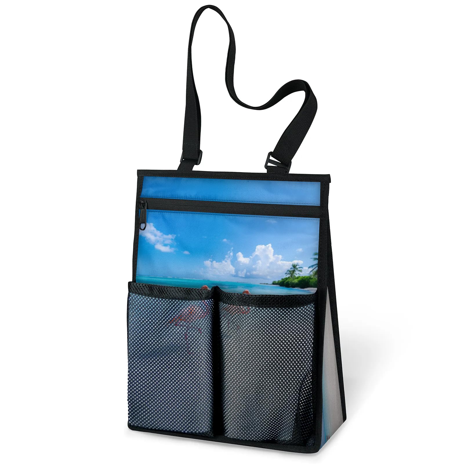 Ourtheme Beach Flamingos Portable Shower Bag for Travel Gym Camp Beach Tote Shower Caddy Bags Hanging Toiletry Organizer