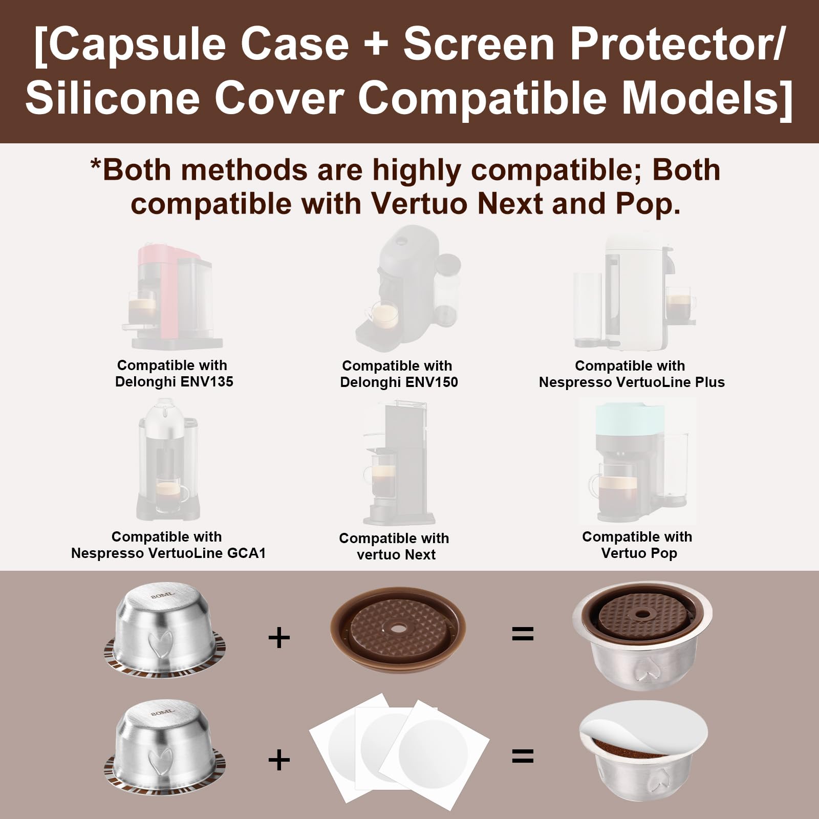 K capsule Vertuo riutilizzabili per capsule VertuoLine con guarnizioni in foglio di alluminio da 50 pezzi compatibili con capsule Nespresso Vertuoline  15