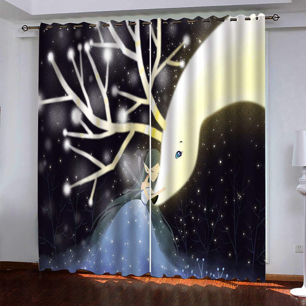 Cortinas Dormitorio Juvenil 160x200 Cm Térmicas Cortina Salon Dormitorio Moderno Con Ojales 2 Paneles 3D Las Chicas De Dibujos Animados Y Los Ciervos Cortina Opaca Juvenil Sala Estar Niño, Cortinas