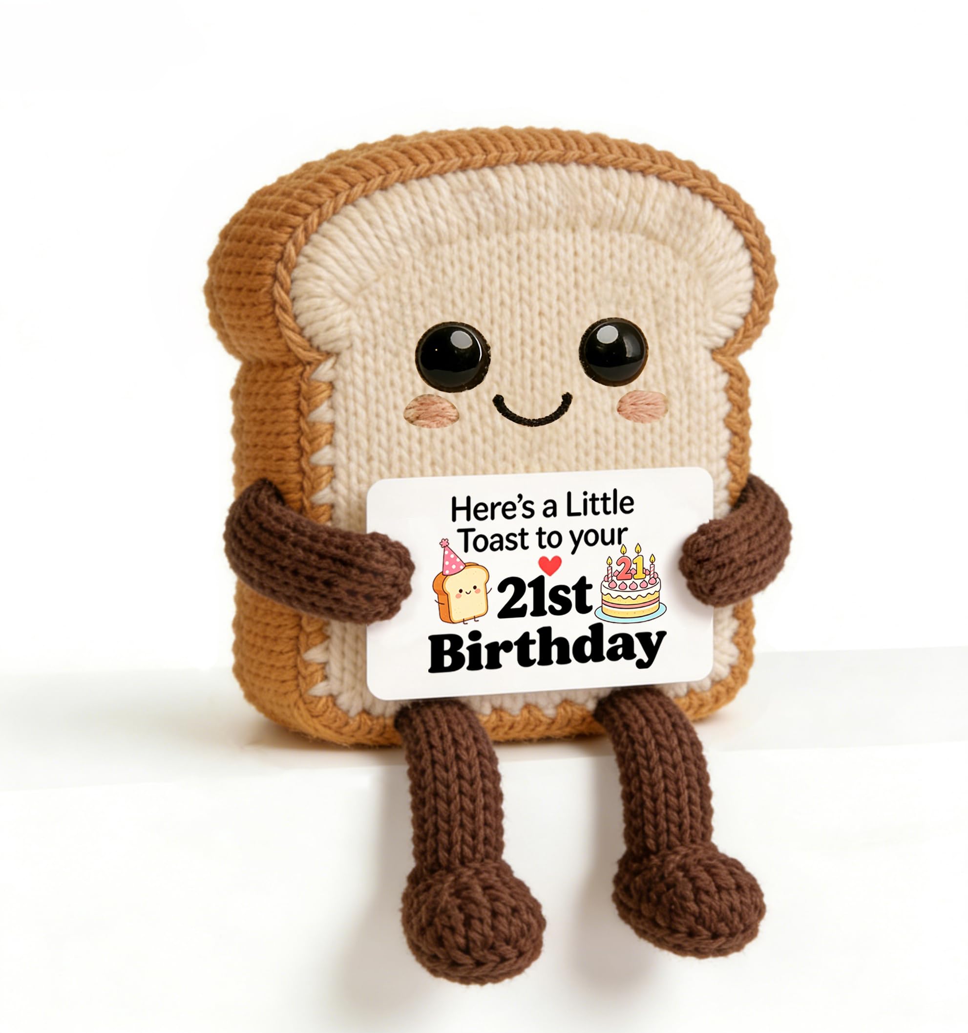 HULALA 21st Birthday Gifts For Him Her Men Daughter Son Granddaughter Best Friend Handmade Crochet Toast With Greeting Card Decoration Ornament Sentimental Keepsake Gift