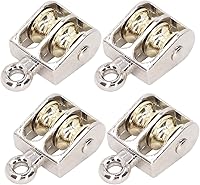 Vista 4 de 4 piezas de bloque de polea doble, bloque de polea de 220.5 lbs 220 libras con rodamiento de aleación de zinc grúa de elevación de polea