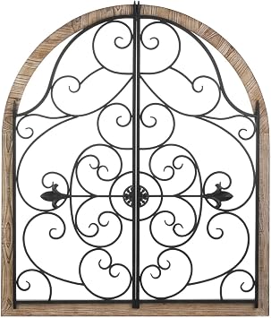 Arched Wood and Iron Wall Decor 30x1x35