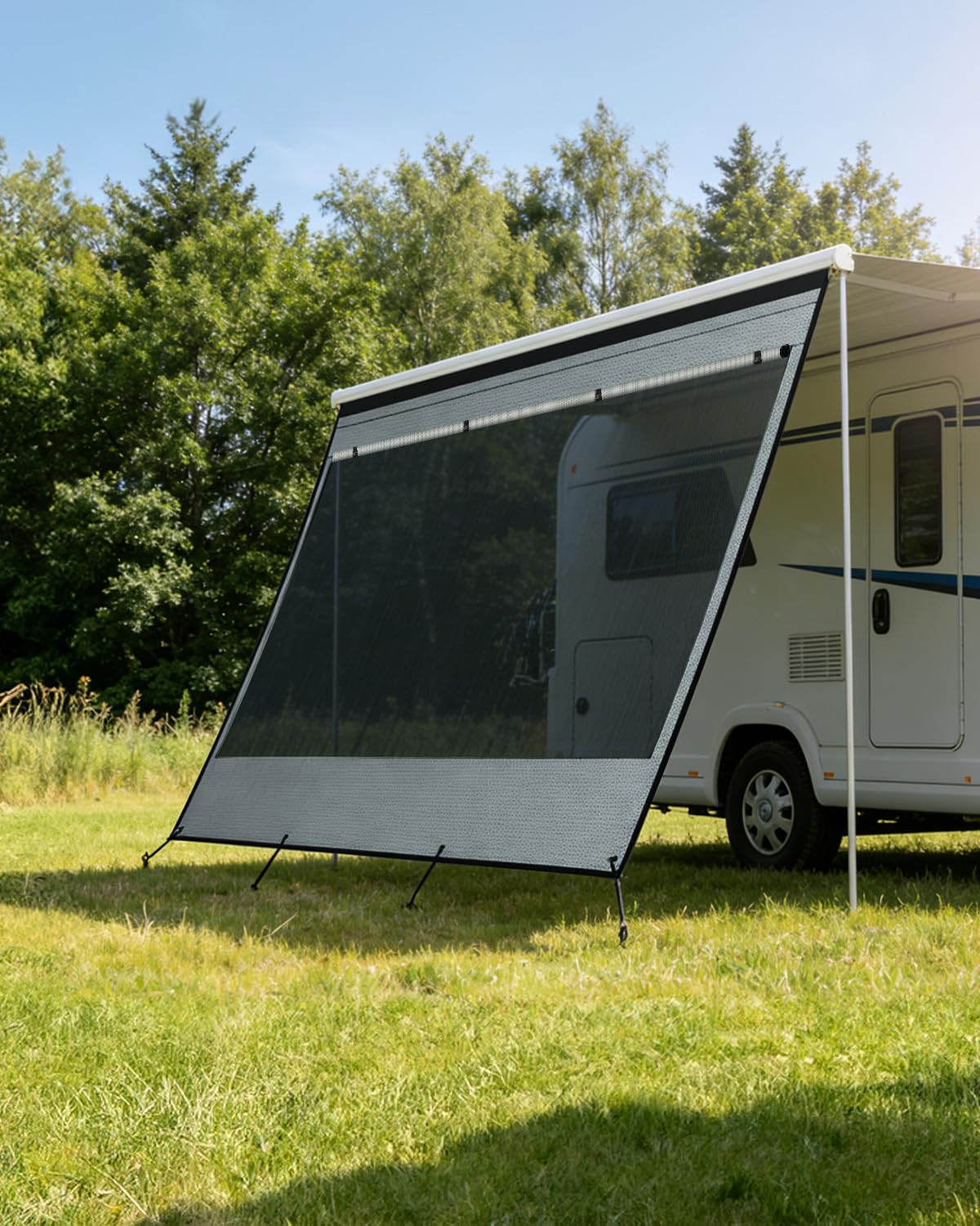 SUPAREE 10.8' x 6.5'RV Shade Screen Caravan Awning Zip Campervan Sun Shade Awning Double Layer with Zipper Privacy Panel Summer UV Sun Blocker for Caravan Camping Travel — view 9