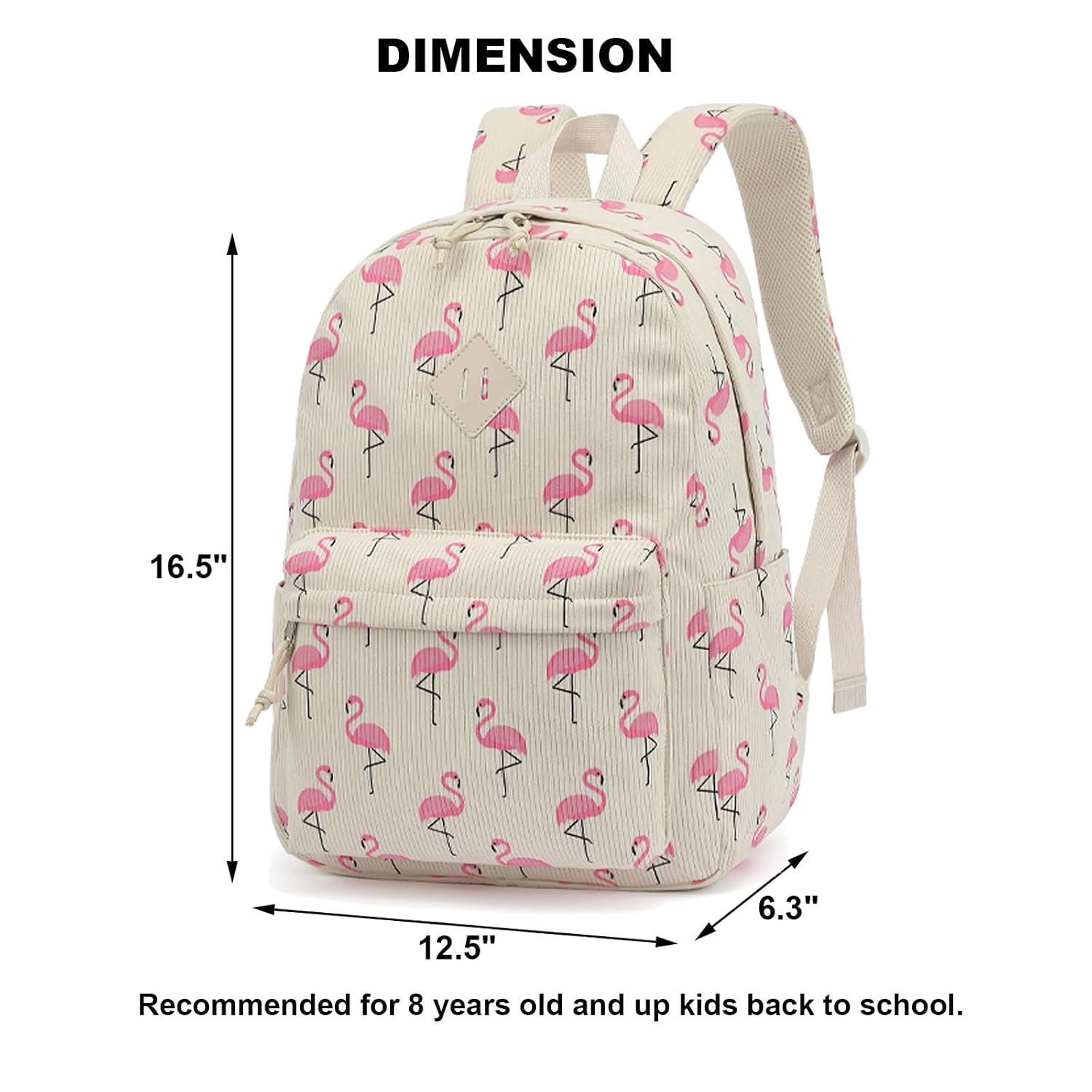 Corduroy Girls Backpack for School Women College Bookbags Travel Casual Backpacks (Flamingo)