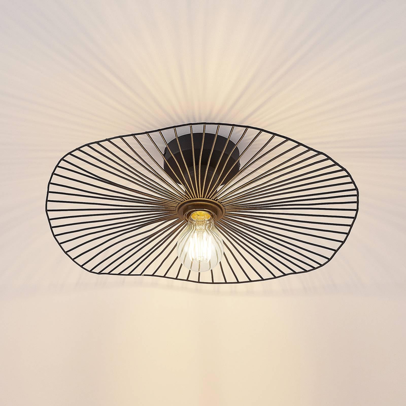 Lindby Plafonnier Ruota à intensité variable (Antique, Classic) en Noir Métal e. a. pour Salon & Salle manger (1 lampe,à E27) Luminaire Lampe Plafond Eclerage Eclairage