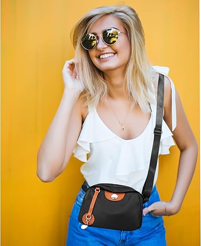 Miniatura 2 de Sminra Bolso cruzado pequeño para mujer, bolso de hombro de nailon moderno con correa ancha ajustable impermeable