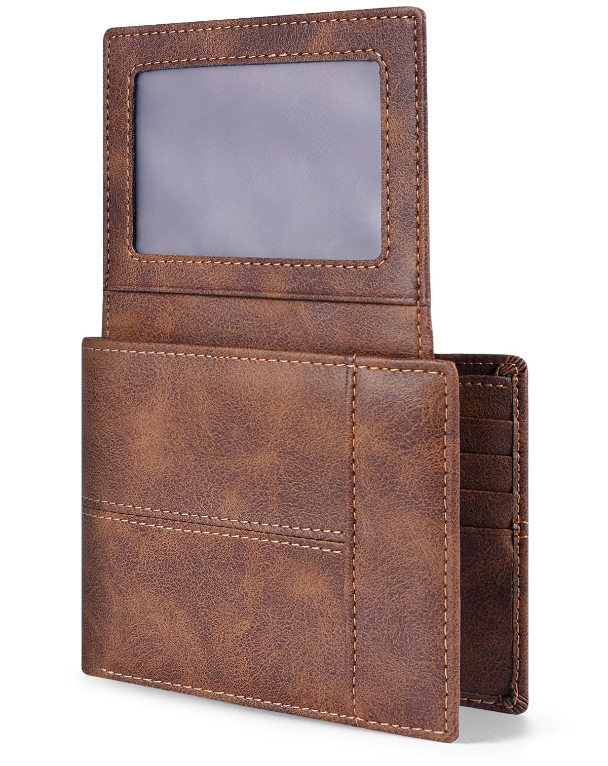 Swallowmall Leather Wallet for Mens Genuine Leather RFID Blocking Bifold Wallets with 2 ID Windows 13 Card Slots