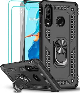 TiHen Coque Huawei P20 Lite Avec Aimant Anneau Support, 360° Double Couche Renforcée Défense Bumper Antichoc Armure Housse Etui Avec Protection écran Pour Huawei P20 Lite, Or