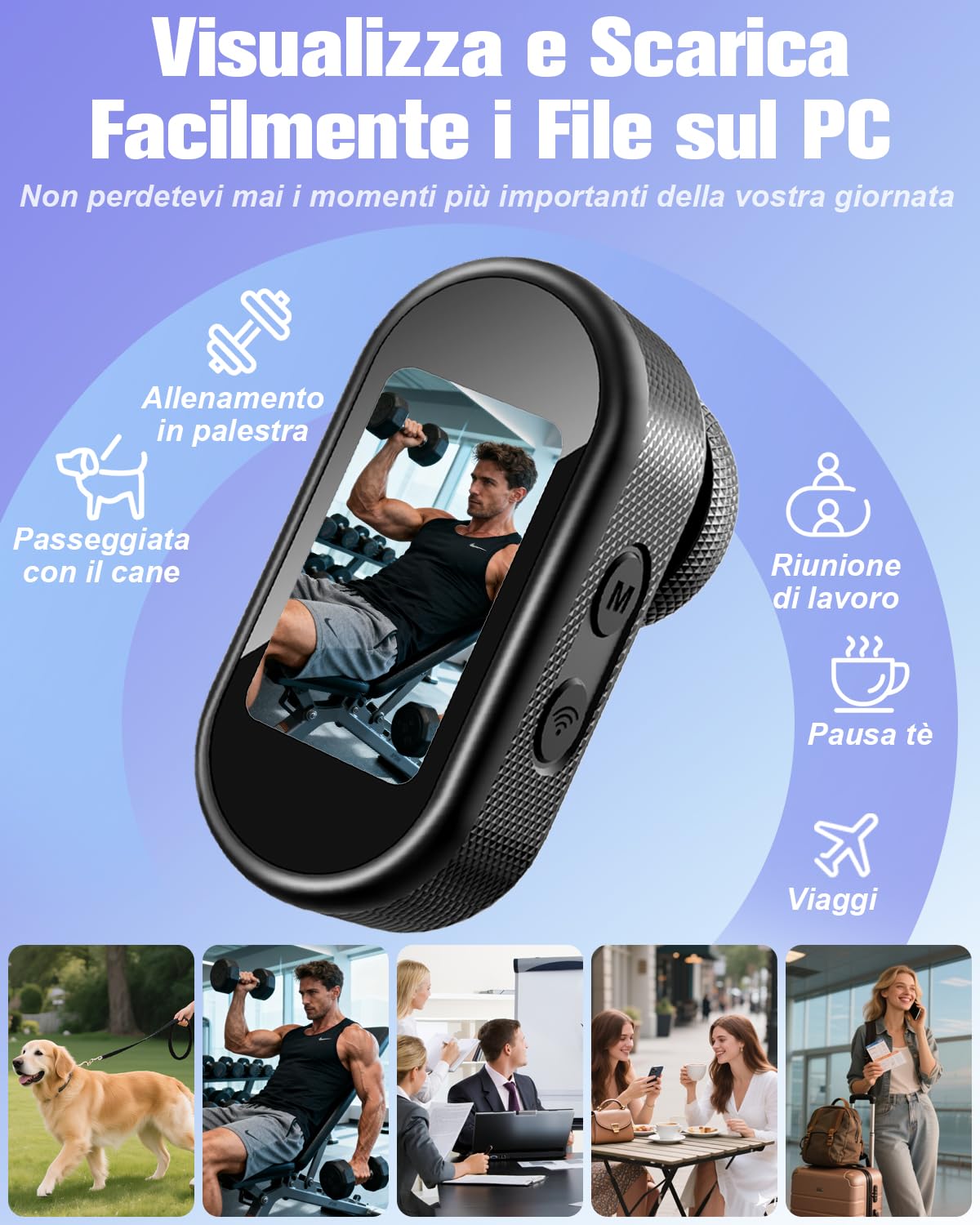 Generico Action Cam 4K, Mini Body Cam WiFi, 360° Portatile Telecamera Sportiva, Moto Videocamera POV Magnetica, Telecamera Casco con Accessori Multifunzione per Ciclismo, Animali Domestici, Vlogging