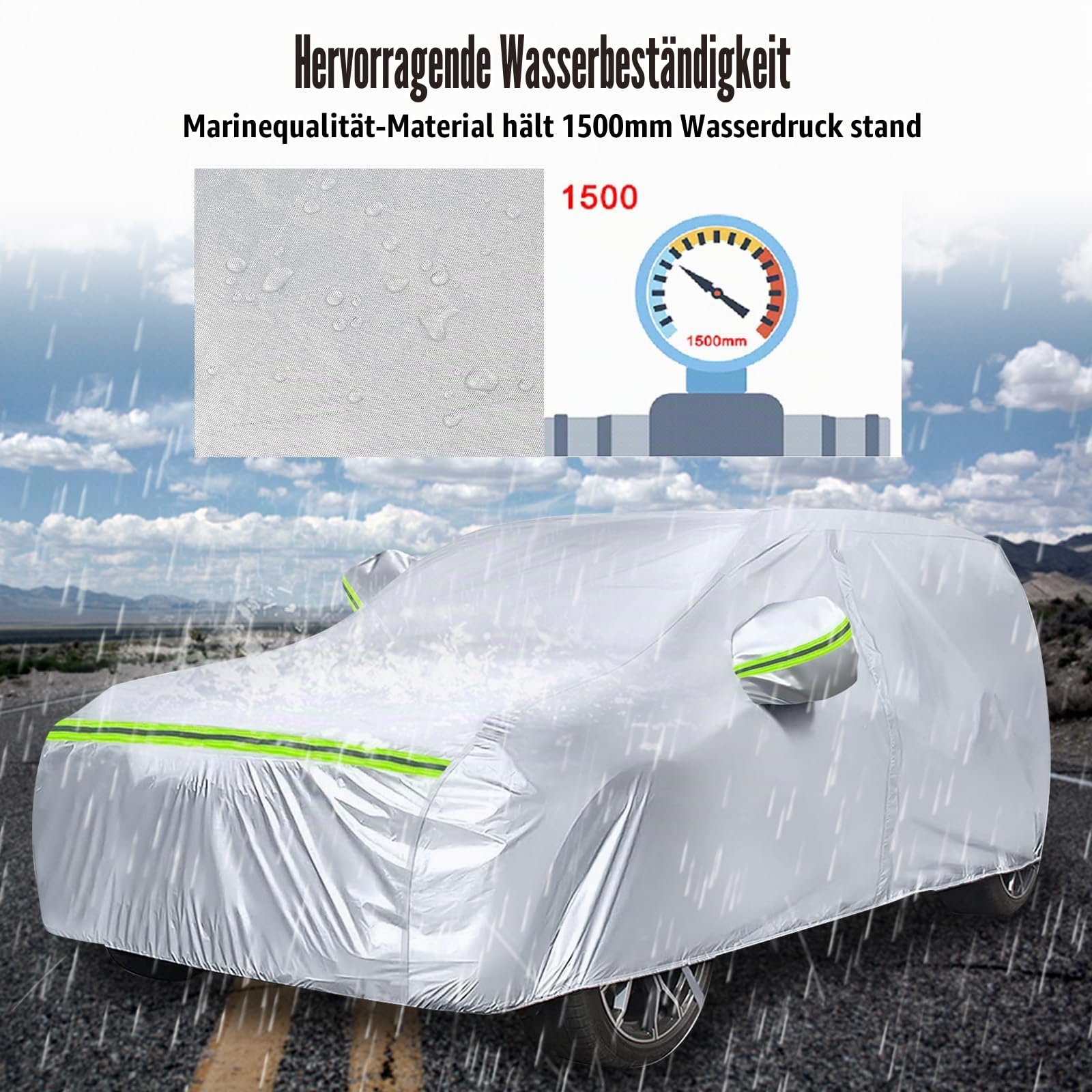 Auto Abdeckung Geeignet für Skoda Karoq 2017-2025 | Autoabdeckung Auto Abdeckplane mit Türreißverschluss Schloss und winddichten Bändern für Sonne Schnee Regen Staubschutz