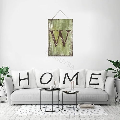 Vista 385 de Letrero colgante de madera con letra J, letrero de madera para decoración del hogar, 26 letras del alfabeto de metal, placa de madera, decoración