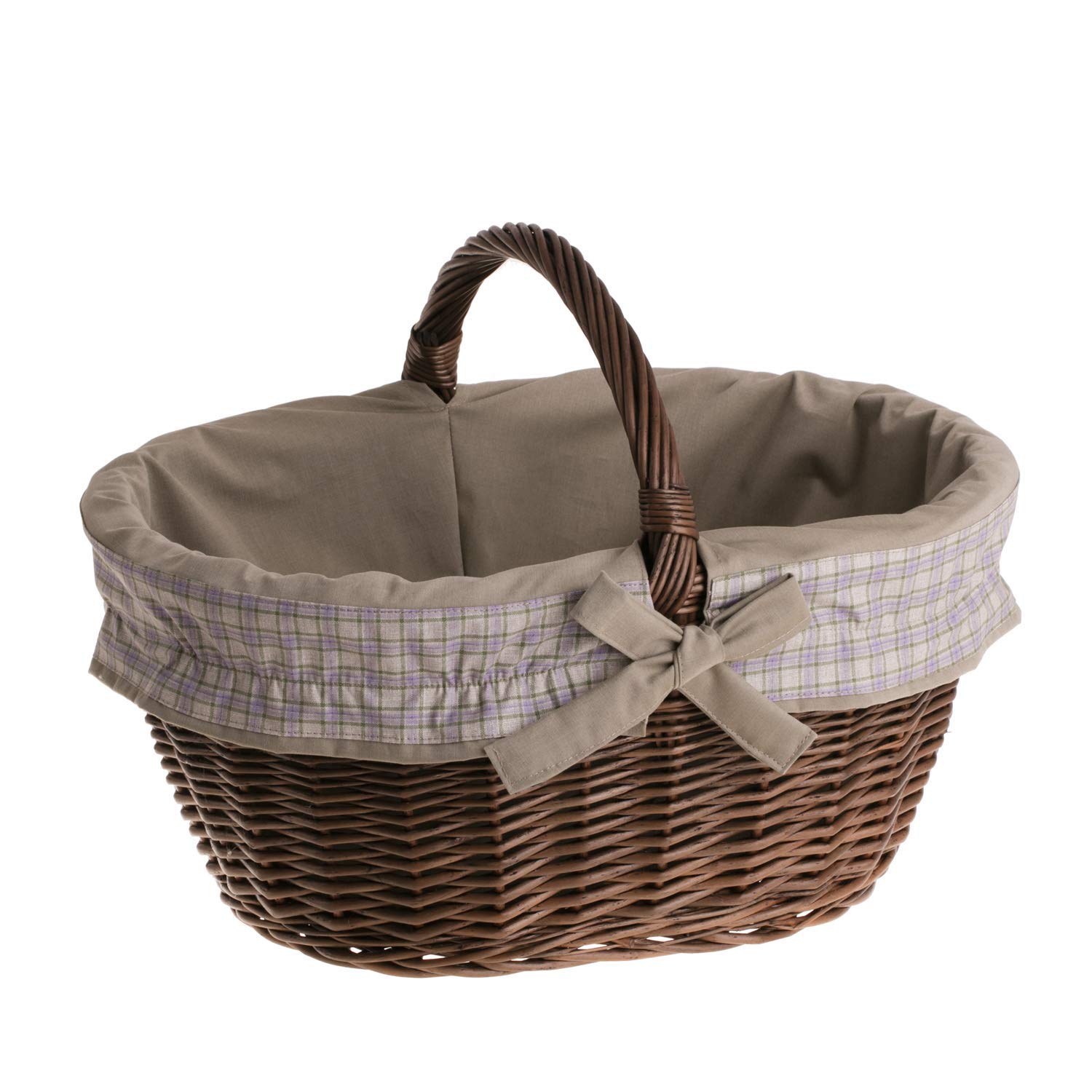 e-wicker24 Ciemnobrązowy koszyk na zakupy z wikliny, kosz na piknik i prezent