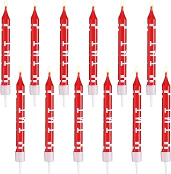 24 Stück Pixel Kerzen Rot/Weiß - Geburtstagskerzen Für Torten