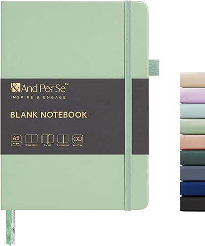 Miniatura 13 de &And Per Se - Cuaderno con rayas estrechas (5 unidades), 160 páginas, tamaño A5 de 5.7 x 8 pulgadas, diario de papel grueso, con tapa dura, para