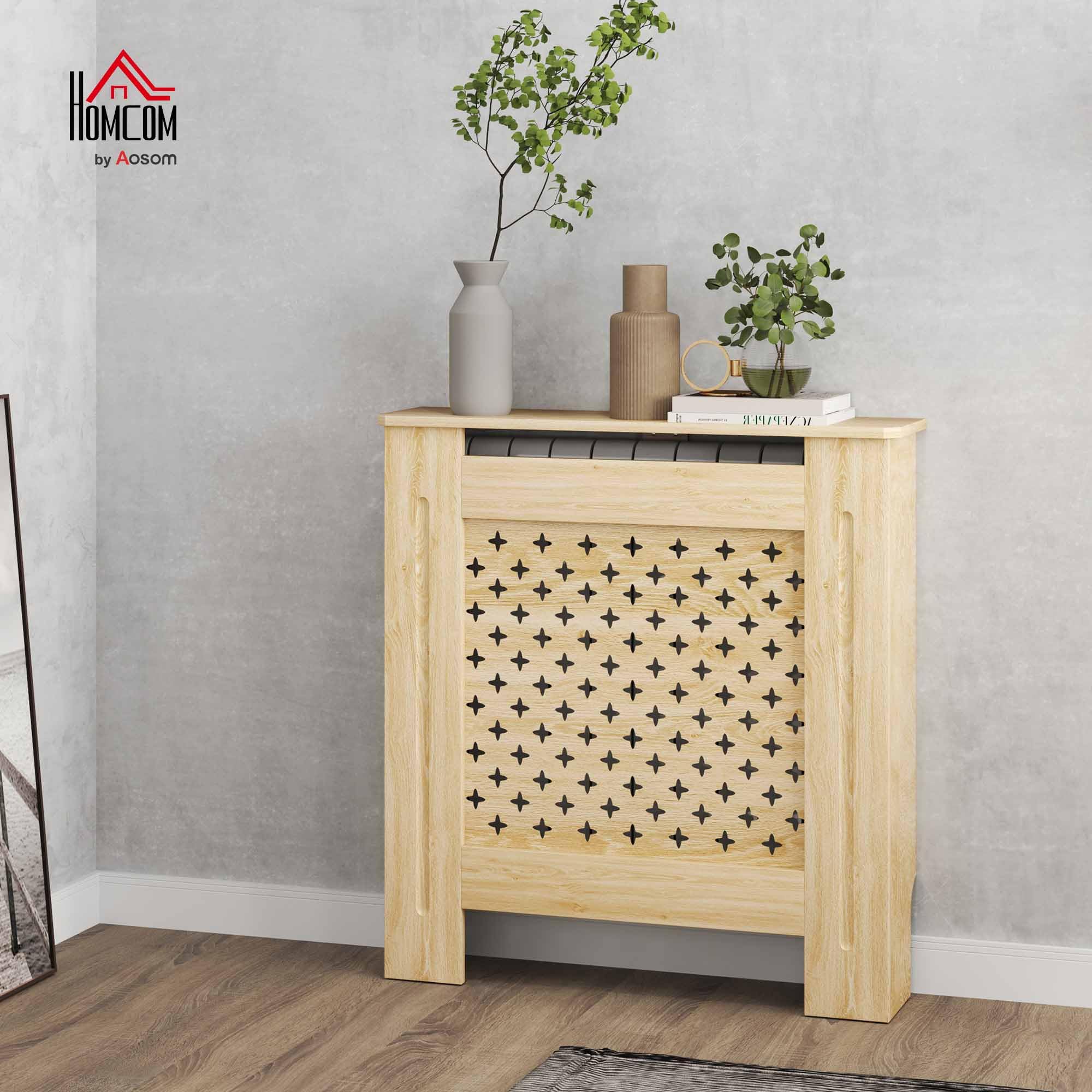 HOMCOM Copritermosifone in MDF 78x19x82 cm Copritermosifone per soggiorno Camera Corridoio Rovere