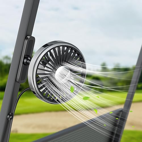 Ventilador portátil para carrito de golf, ventilador de refrigeración alimentado por USB para EZGOYamahaClub Car, 3 ajustes de velocidad, rotación