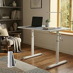 90 x 60 cm Mesa de estudo elevatória manual com Altura Ajustável de 63 a 90cm - Mesa de Tampo para Estudo com Tapete para Mouse, Escritório e Lazer, branco