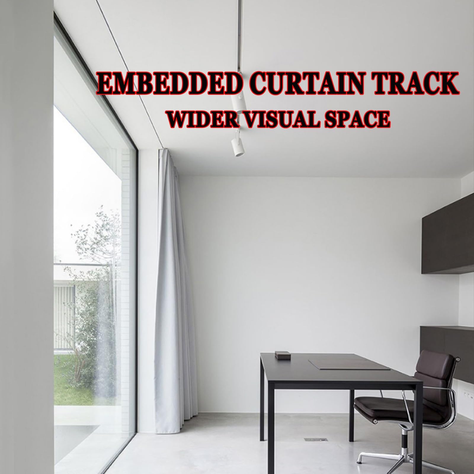 Tringle à rideaux invisible pour plafond – Rail de plafond caché pour rideaux – Tringle à rideaux silencieuse de 2 mm d'épaisseur – Tringle à rideaux robuste