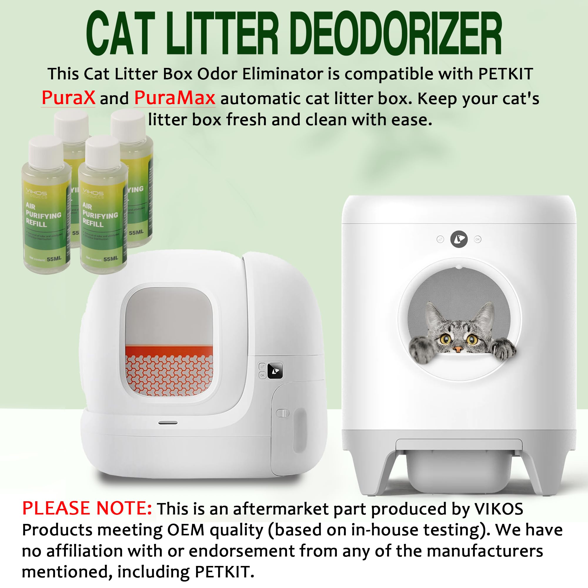 Desodorante de arena para gatos PETKIT PuraX PuraMax autolimpiante para caja de arena para gatos, eliminador de olores para eliminar olores fuertes, caja de arena, desodorizante