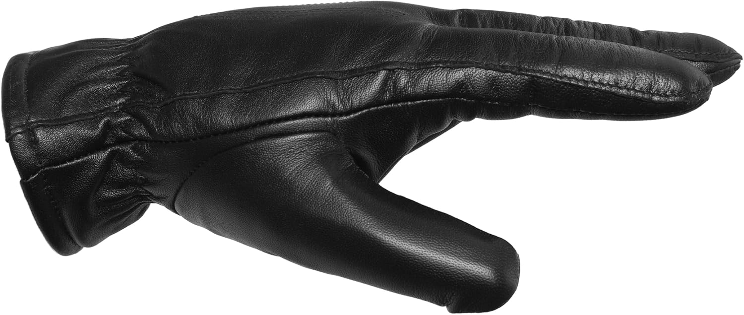 Glissade Men’s Winter Gloves (100% Lambskin Leather) Hi-Loft Sherpa Faux Shearling for Warmth (Fleece-Lined)