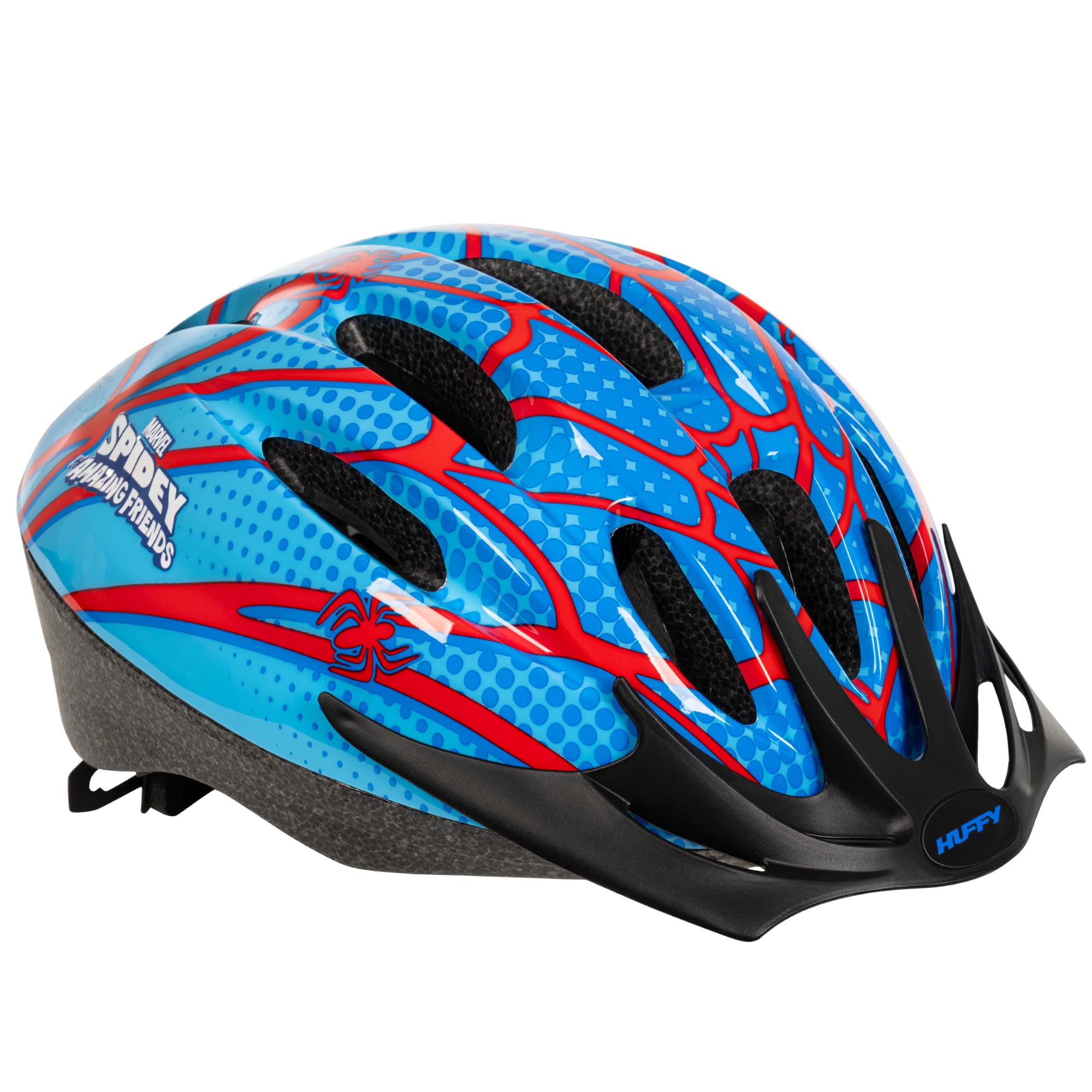 Marvel Spidey & His Amazing Friends Boys Bike Helmet - Red & Blue Spiderman Design Lightweight Adjustable Safety Protection +Visor and Ventilation for Boys Aged 3+ 50–54cm