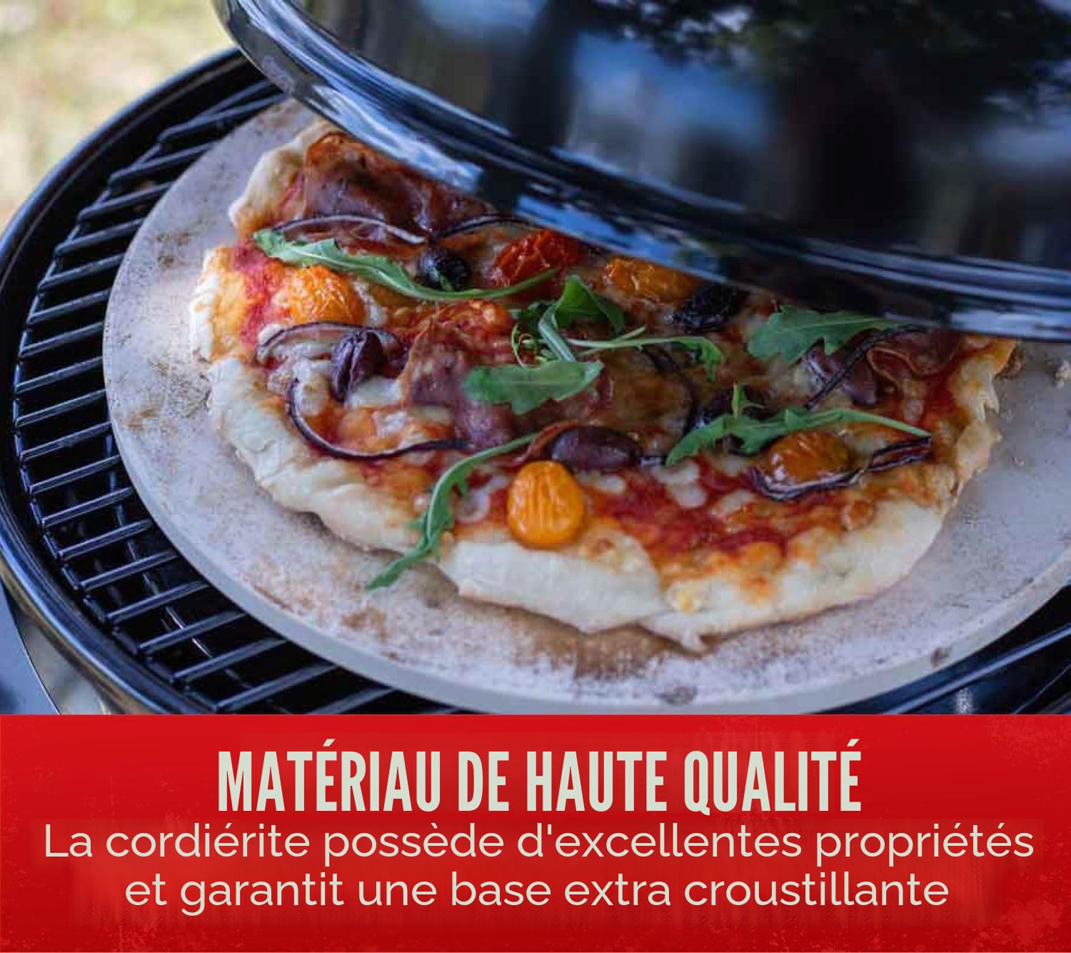 Cordiérite Pierre à pizza 33 cm ronde pour barbecue ou four. Pizza Pâtisserie sur barbecue à gaz barbecue au charbon de bois, boule Grill et Barbecue électrique comme de la pierre Four
