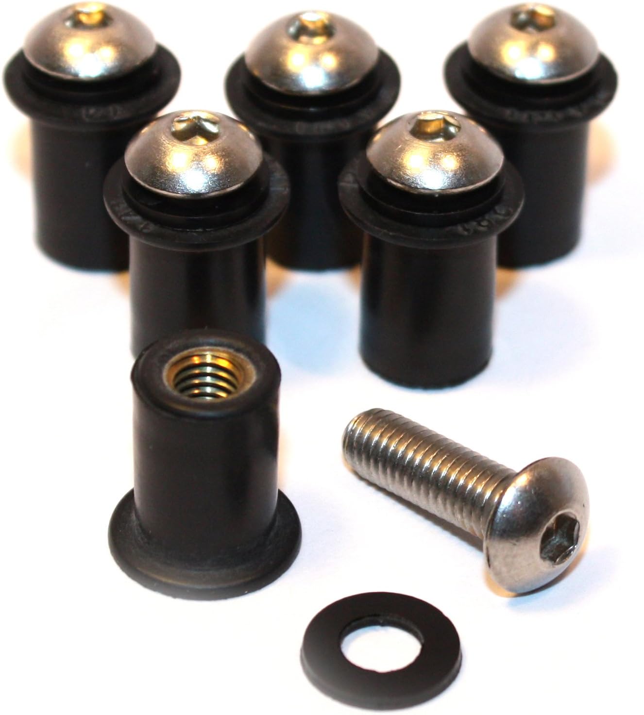Speedy Fasteners Pack of 6 x m5 Motorcycle Wind Screen Windshield Bolts Washers & Wellnuts Kit