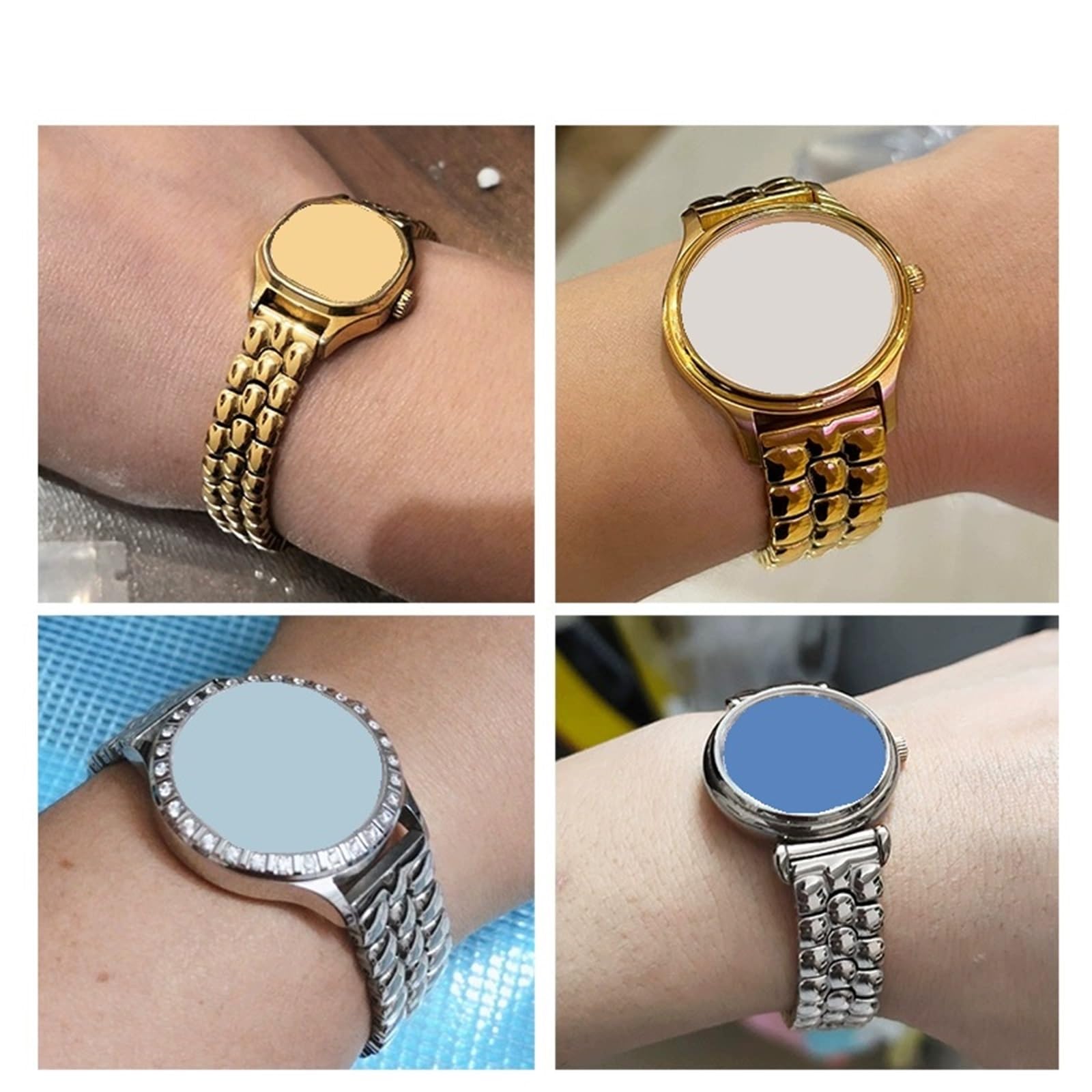 Correa de reloj de acero inoxidable, pulsera de reloj de moda plateada de 6mm, 8mm, 10mm, 12mm y 14mm, fácil de ajustar y reemplazar