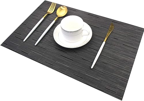 Miniatura 5 de Manteles individuales lavables de vinilo tejido para mesa de comedor, manteles individuales resistentes al calor para cena, juego de 6 unidades