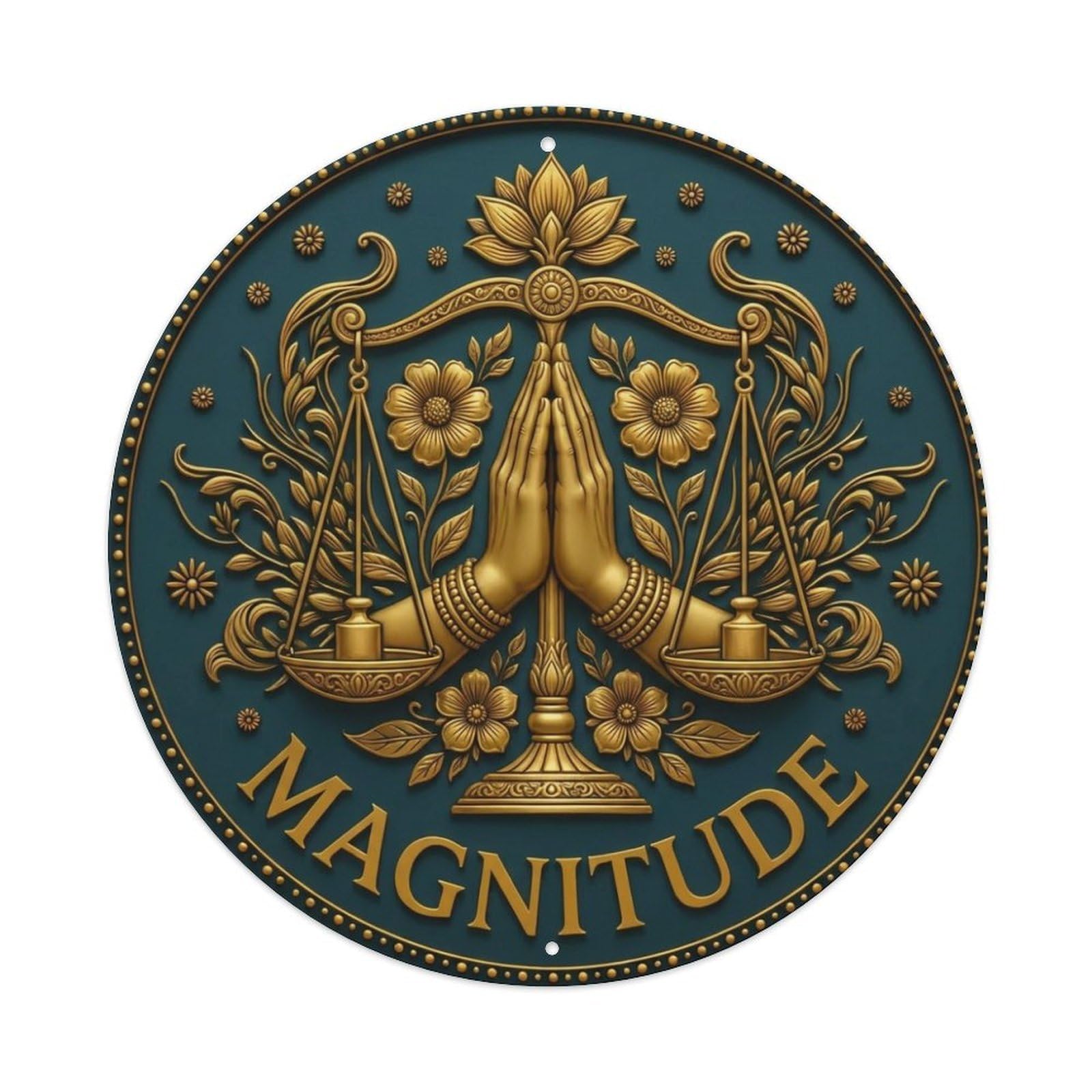 Fyrn Style Metal Tin Sign Vintage Namaste Praying Hands Magnitude Flower Zen Yoga