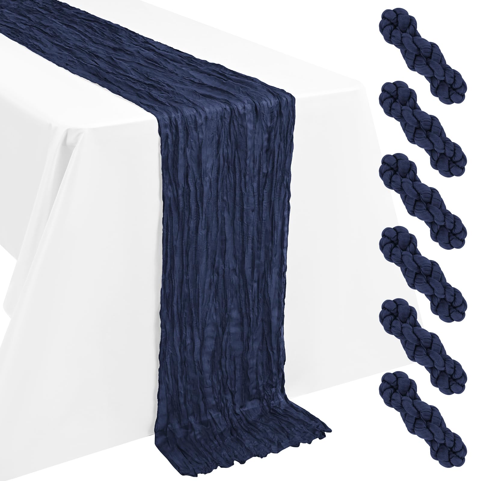 LYAFS 6 Pack Navy Blue Table Runner Cheesecloth 55x300cm 10FT Gauze