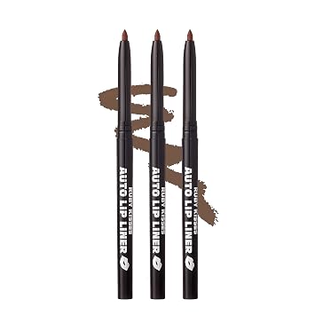 Ruby Kisses Auto Lip Liner Pencil Cappuccino 3 Pack, Long Lasting & Non-Fading, Smooth Application, Non-Feathering with Rich Pigmented Color, No Sharpener Needed, Ideal for Full Lips Look