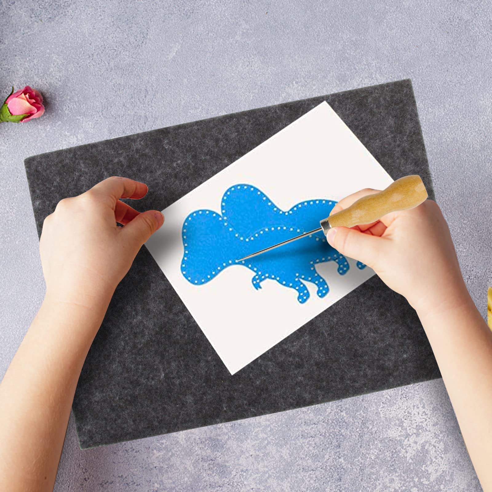 Kit Punteruolo Per Bambini 4 Pezzi Con Tappetini In Feltro 20x15cm – Attività Creativa Fai Da Te E Cucito