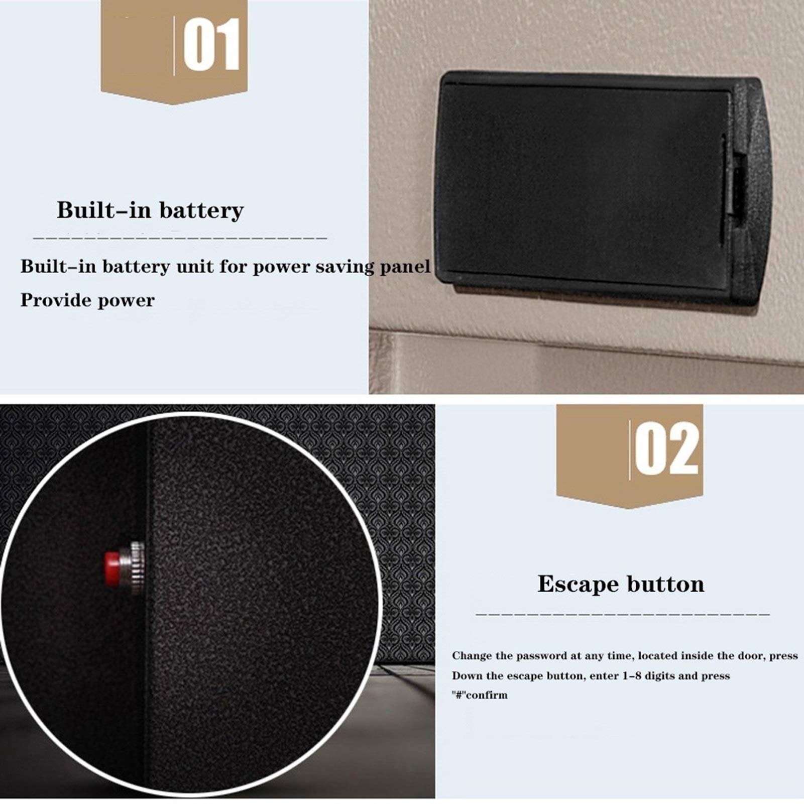 Cassaforte Elettronica Digitale di Sicurezza, Struttura in Acciaio, Nascosta con Serratura, Ideale per Casa, Ufficio, Hotel, Armadietto Portavalori.,