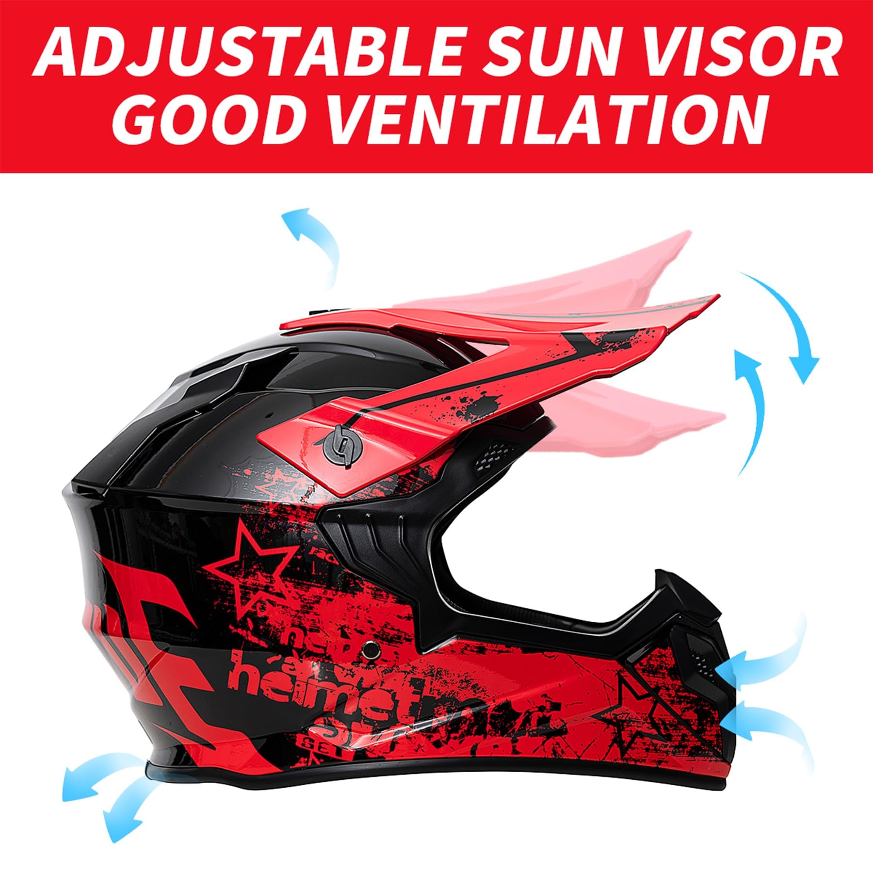 Motorradhelm Kinder, Motocross Helm ECE22.06 Zertifizierter, Herren Damen-Cross-Helm, MTB Fullface Erwachsener Motorrad Downhill für Mountainbike Bergbuggy Sport Schutz