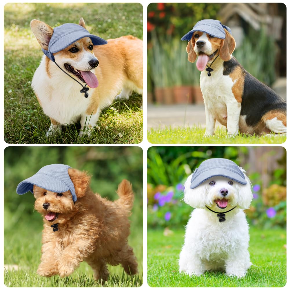 OFFCUP Berretto da Baseball per Cani Regolabile Cappello da Baseball per Cani con Fori per le Orecchie Cappello Sportivo da Viaggio Cappellino di Protezione Solare per Animale Domestico (Blu, XL)