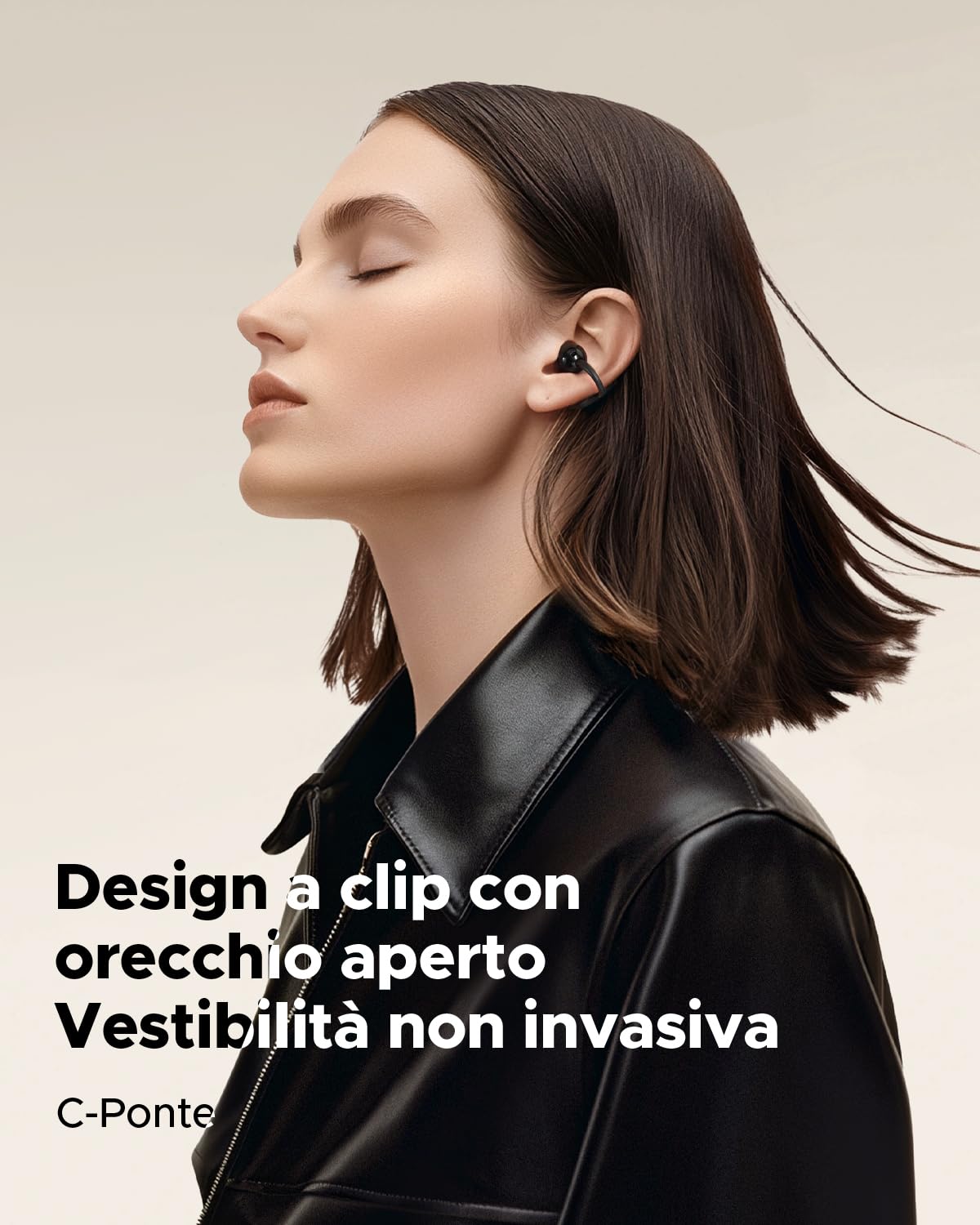 truefree C10 Auricolari Wireless Clip-On Open-Ear, Bluetooth 5.4, Suono Spaziale con Driver 12mm, 28 Ore Autonomia, IPX5 Impermeabili, Chiamate Nitide AI-ENC, App Personalizzabile