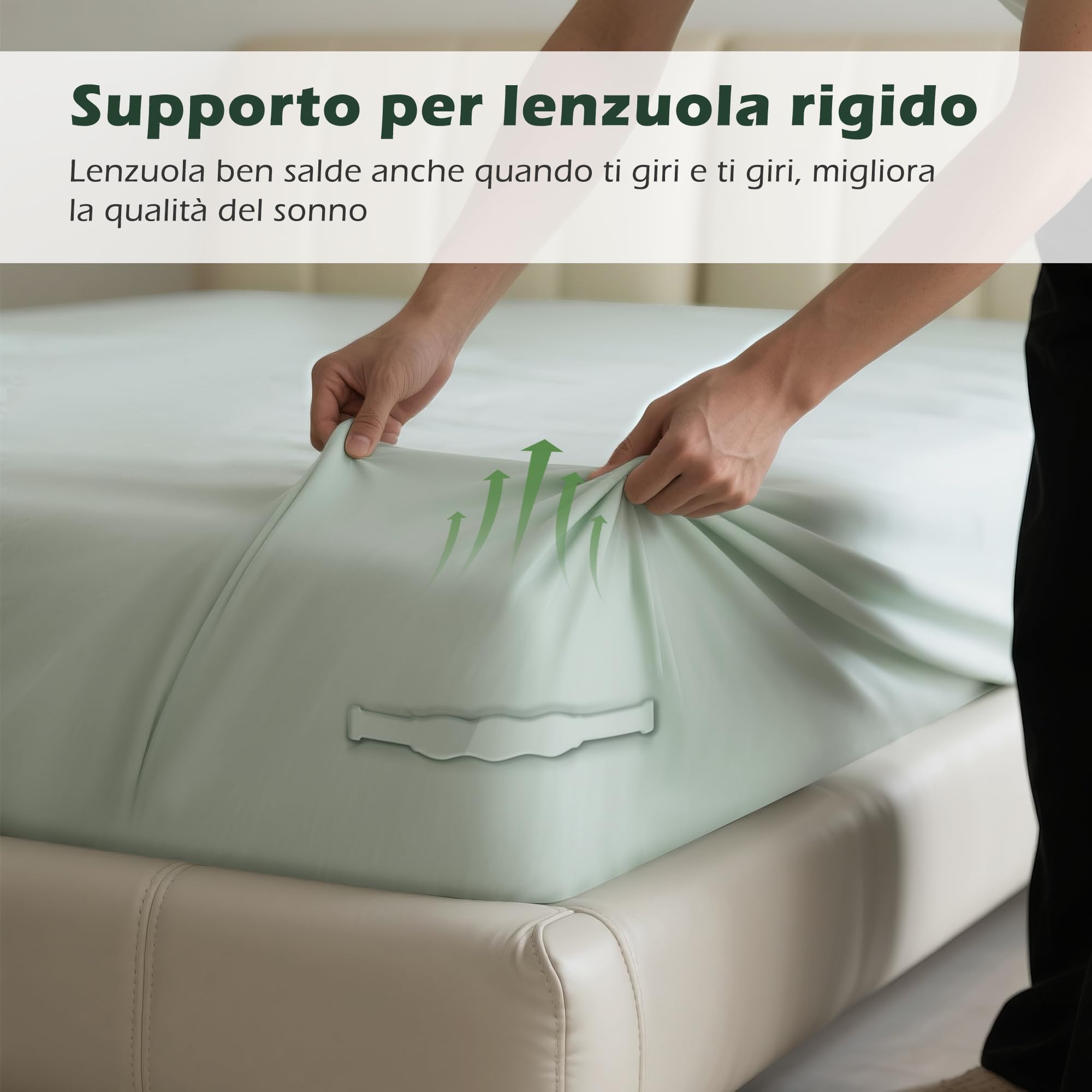 Set 4 Ferma Lenzuola Angolari, Blocca Lenzuola al Materasso, Sistema di Fissaggio Antiscivolo per Biancheria da Letto, adatti a tutti i tappeti, coperte, biancheria da letto - Bianco