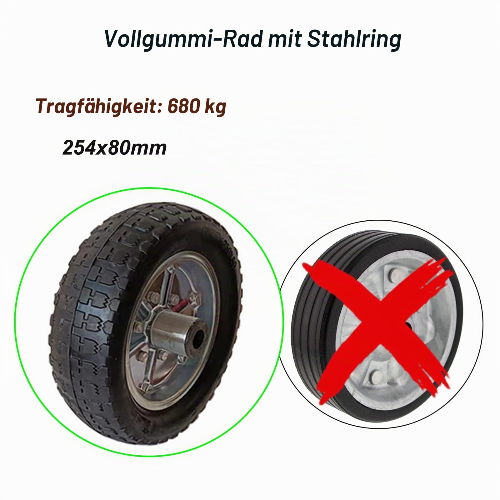 Schwenkbarer Anhänger Stützrad Tragfähigkeit 680 kg Stützrad 254x80mm Seitliche Wippe Automatik Hänger Stützrad Robustes und Verstellbares Stützrad mit Klemmhalter Montiersatz (Seitenwippe)