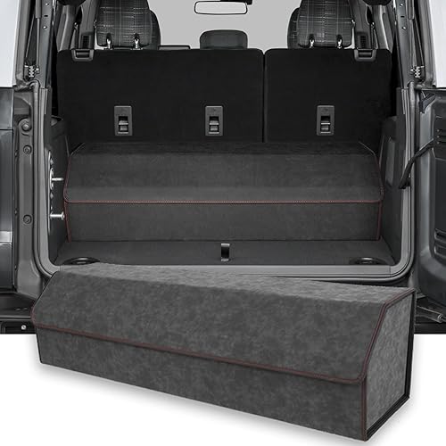 Miniatura 12 de Organizador de maletero para Ford Explorer 2020-2025 – Caja de almacenamiento de piel Alcántara gris, precisión a medida, maximiza tu