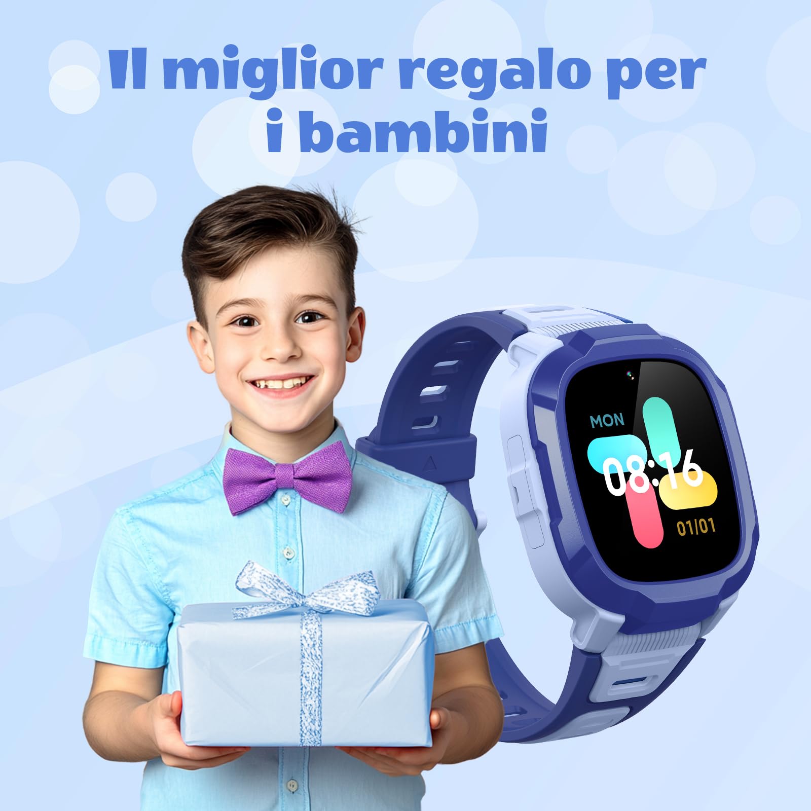 Mibro P6 smartwatch per bambini 4G con sim e gps orologio telefono con 2MP fotocamera e WiFi videochiamata,pulsante SOS,2ATM impermeabile