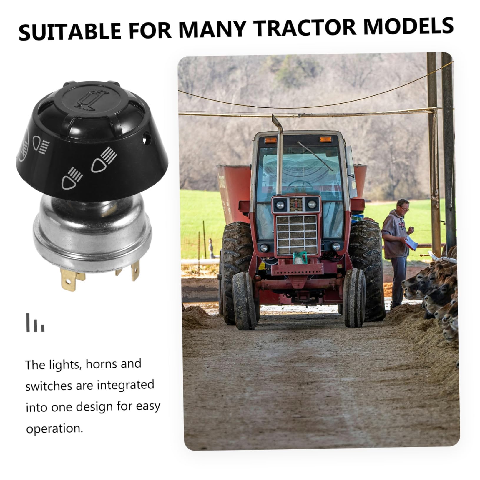 VINTORKY Tractor Push Button Switch for Horn and Lights Durable Control Button Adaptable for Harsh Conditions Multifunctional Design for Easy Operation for Tractor Modifications