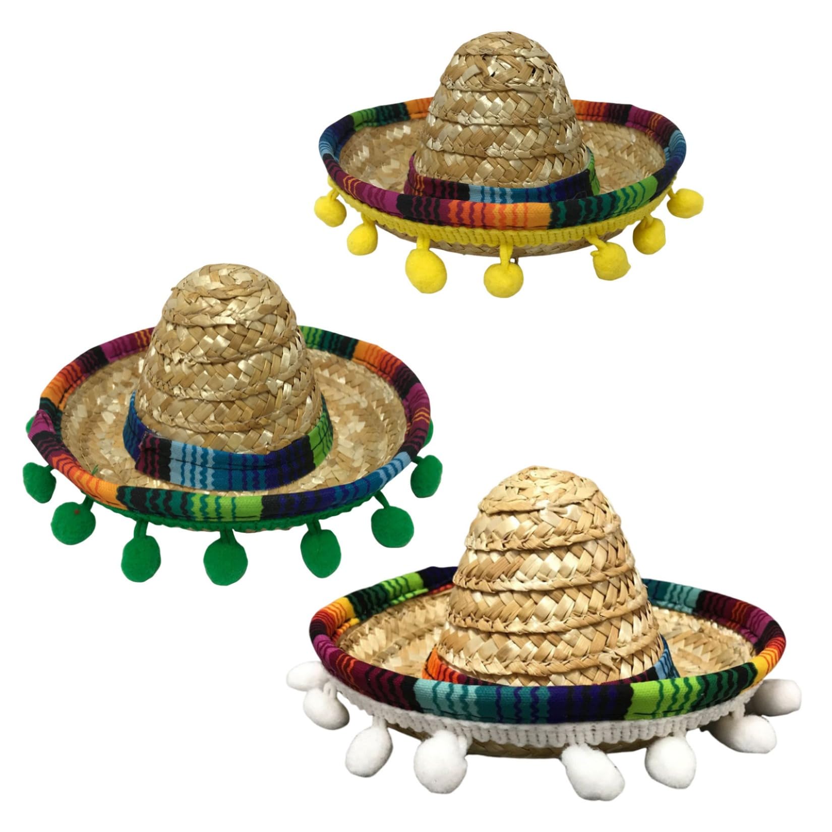 Pet Straw Hat Funny Mexican Sombrero Cap Party Decorations Pet Hats for Small Dog/Puppy/Cat Multi-Use Apparel Woven Sun Cap Adjustable Theme Decorations Supplies (Color 2,One Size)