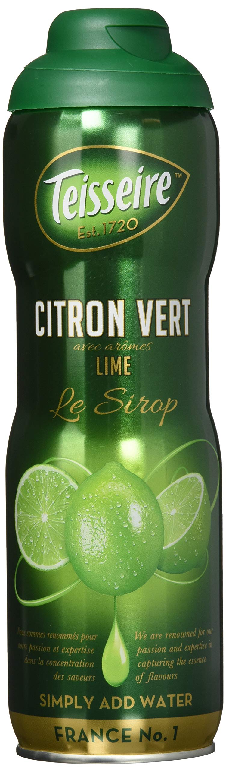 Teisseire Sirup Limette, Frucht Geschmack für Getränke und zum Mischen von Cocktails im Sommer, für Zuhause und to-go, 6x 600ml