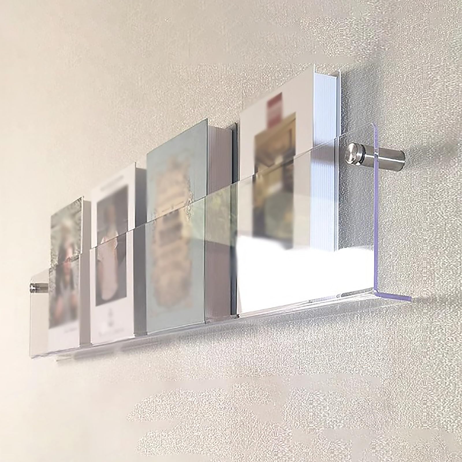 Fhslkxim Clear Acrylic Magazine Holder - Wall Mounted Floating Bookshelf & Brochure Display Rack For Home & Office, 60Cm - Stylish Storage Solution For Magazines & Catalogs,,110Cm/43.3In